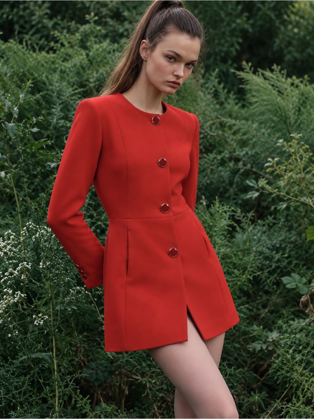Zara red blazer dress size medium lady jacket coat frock preppy classy old money